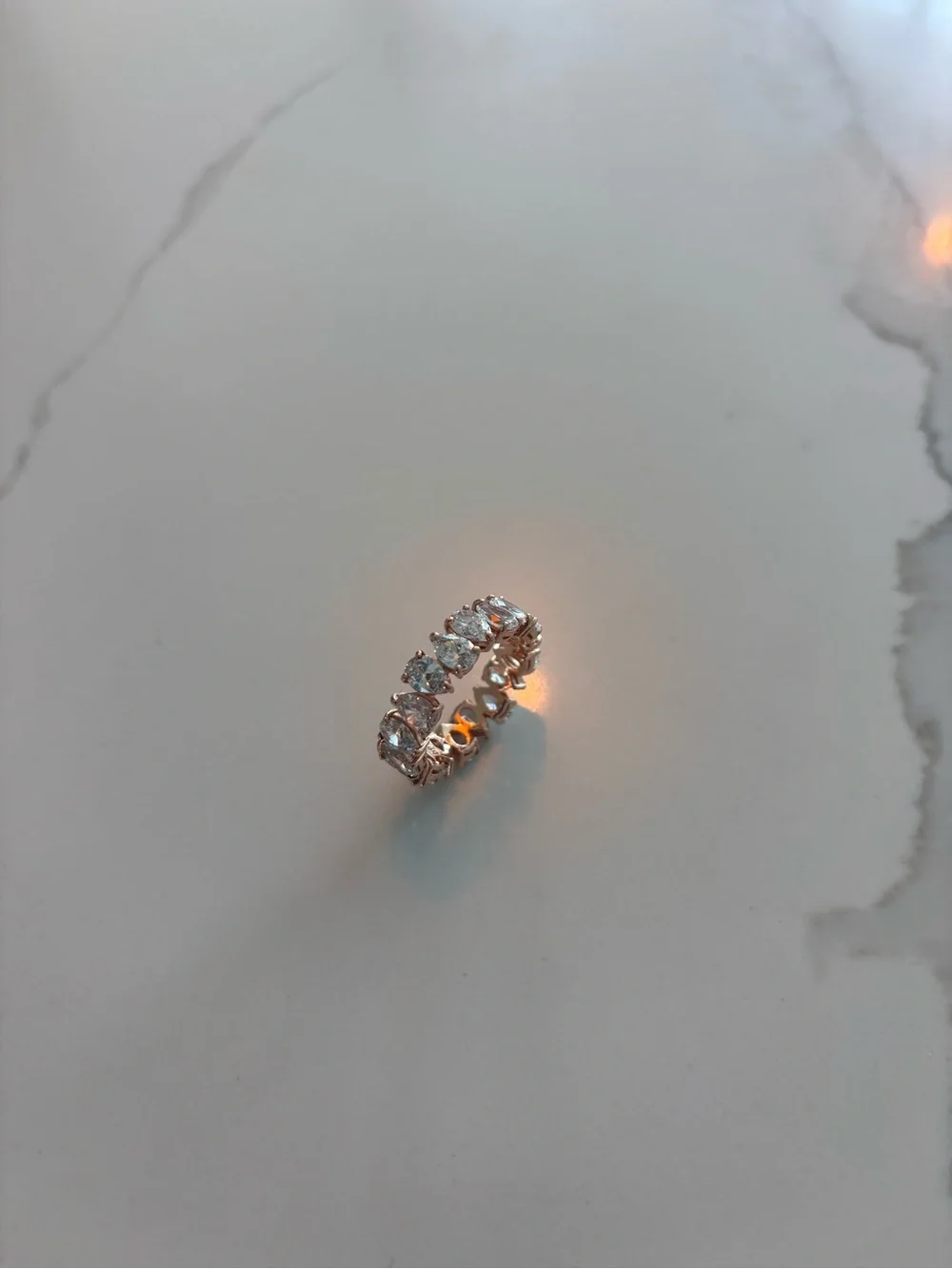 Swarovski Rose Gold-Tone Pear-Cut White Crystal Matrix Vittore Ring - Size 9